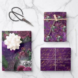 Purple Romantic Gothic Witch and Roses  Sheets