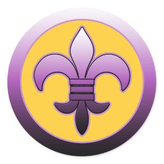 Purple Round Fleur de Lis Stickers