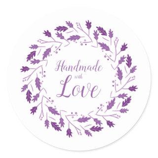 Purple Shades Design with Leaves & Branches Classic Round Sticker