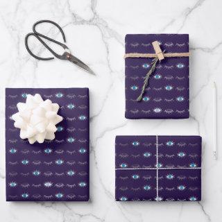 Purple & Silver Blue Evil Eye Lashes Nazar Mati   Sheets