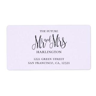 Purple simple wedding. Mr and mrs modern address Label