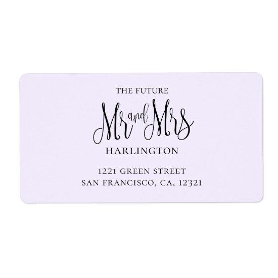 Purple simple wedding. Mr and mrs modern address Label