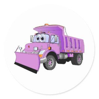 Purple Snow Plow Cartoon Classic Round Sticker