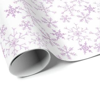 Purple Snowflake Pattern on White Christmas Winter