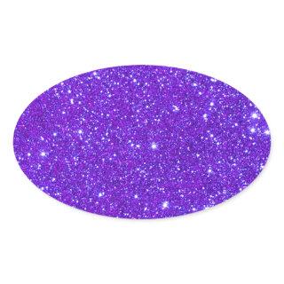 Purple Sparkle Glitter Custom Design Your Own Oval Sticker