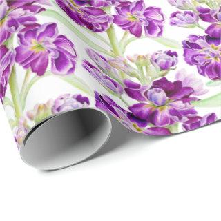 Purple stock watercolor flower floral pattern