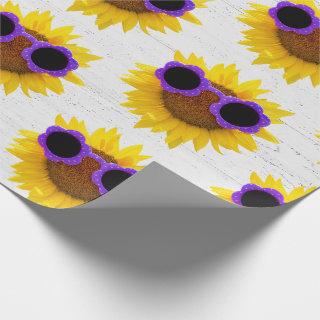 Purple Sunglasses On Sunflower