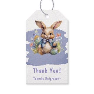Purple Tan Easter Bunny Baby Shower Thank You Gift Tags