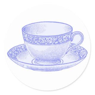 Purple Teacup Classic Round Sticker