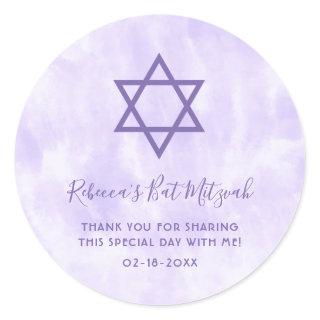 Purple Tie Dye Bat Mitzvah Classic Round Sticker