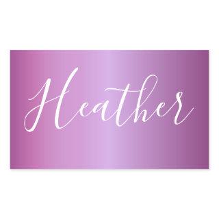 Purple Violet & Custom White Script Rectangular Sticker