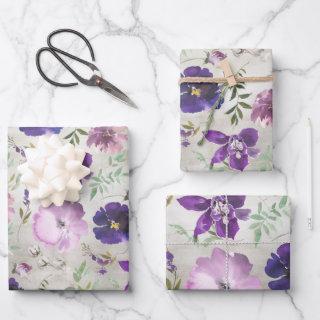 Purple Violet Orchid Wispy Greenery Floral  Sheets