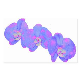 Purple violet watercolor orchid painting  rectangular sticker