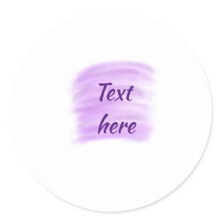 Purple watercolor splashes add text here custom pe classic round sticker