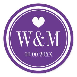 Purple wedding party favor seals and stickers