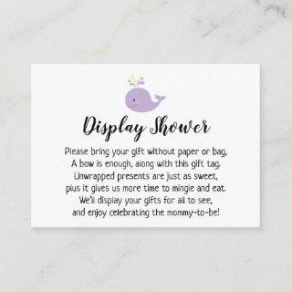 Purple Whale Accent Display Baby Shower Gift Card