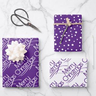 Purple white Christmas typography and dots holiday  Sheets