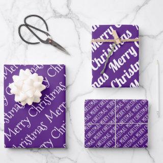 Purple, white Christmas typography modern holiday  Sheets