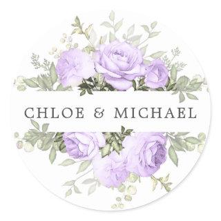 Purple White Floral Wedding Envelope Seal