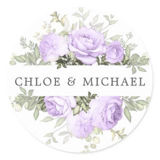 Purple White Floral Wedding Envelope Seal