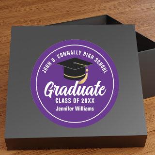 Purple White High School Graduate 2024 Graduation Classic Round Sticker