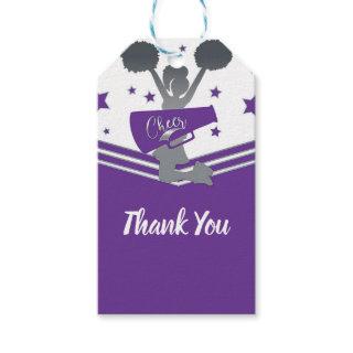 Purple & White Stars Cheer Cheer-leading Party Gift Tags