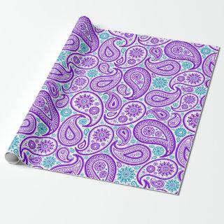 Purple white & turquoise paisley pattern
