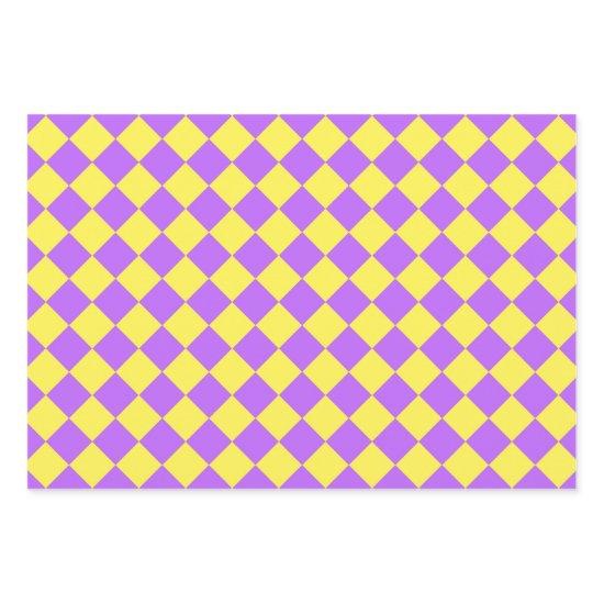 Purple Yellow Checker Diamond Pattern  Sheets