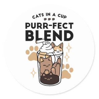 Purr-fect Blend: Cat and Coffee Art for Pet Lovers Classic Round Sticker