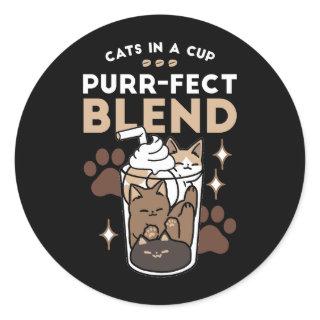 Purr-fect Blend: Coffee Design for Cat & Coffee Classic Round Sticker