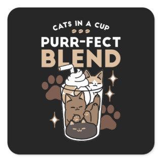 Purr-fect Blend: Coffee Design for Cat & Coffee Square Sticker