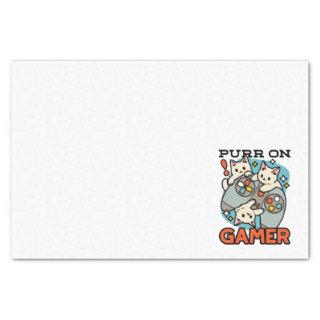 Purr On Gamer - Cute Cat Gaming Design Tissue Paper