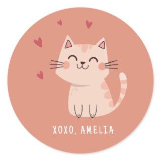 Purrfect Cat Classroom Valentine Classic Round Sticker