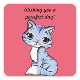 Purrfect Day Square Sticker
