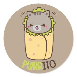 Purrito Kitty Cat Burrito Classic Round Sticker