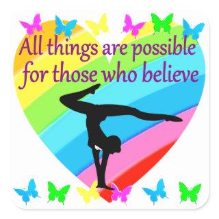 PURSING MY GYMNASTICS GOALS AND DREAMS SQUARE STICKER