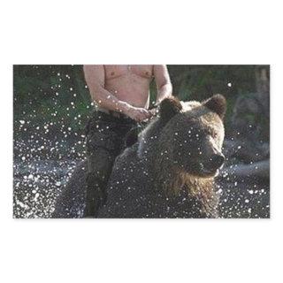 Putin rides a bear! rectangular sticker