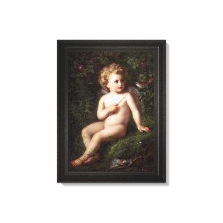 Putto Feeding A Strawberry To A Bird Canvas Print