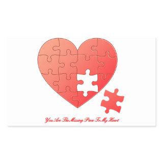 Puzzle Heart with Missing Piece Rectangular Sticker