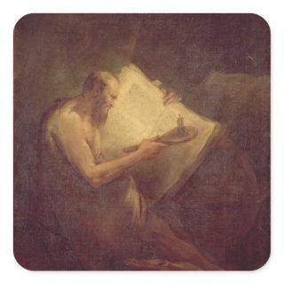 Pythagoras (6th century BC) (oil on canvas) Square Sticker