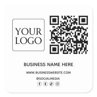 QR Code Business Logo Website Social Media Square Sticker