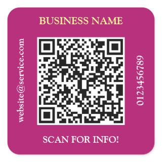 QR Code Business Name Website Promo Maroon Square Sticker