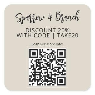 QR Code Discount Coupon Scannable Square Sticker