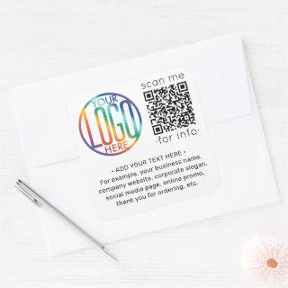 QR Code Generator & Your Logo Business Promotional Square Sticker