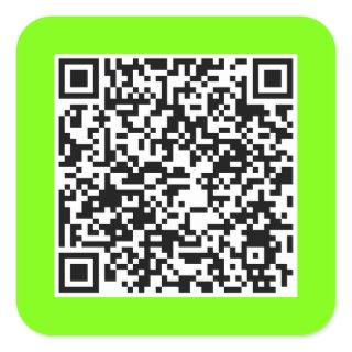 QR code in fluorescent  green  Square Sticker