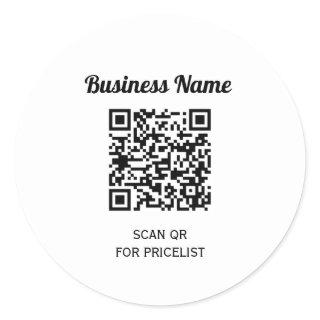 QR Code Minimal Info Black And White Basic Clear Classic Round Sticker