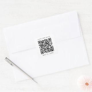 QR Code Minimal Wedding Save the Date Square Sticker