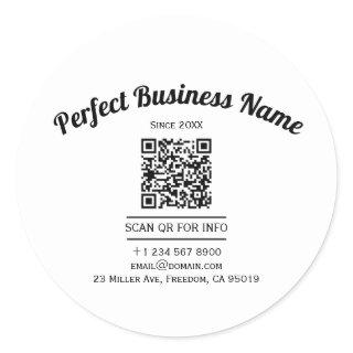 QR Code Minimalist Black And White Simple Clear Classic Round Sticker