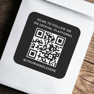 QR code scan to follow me on social media black Square Sticker