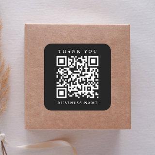 QR Code Website Link Thank You Business Black Square Sticker